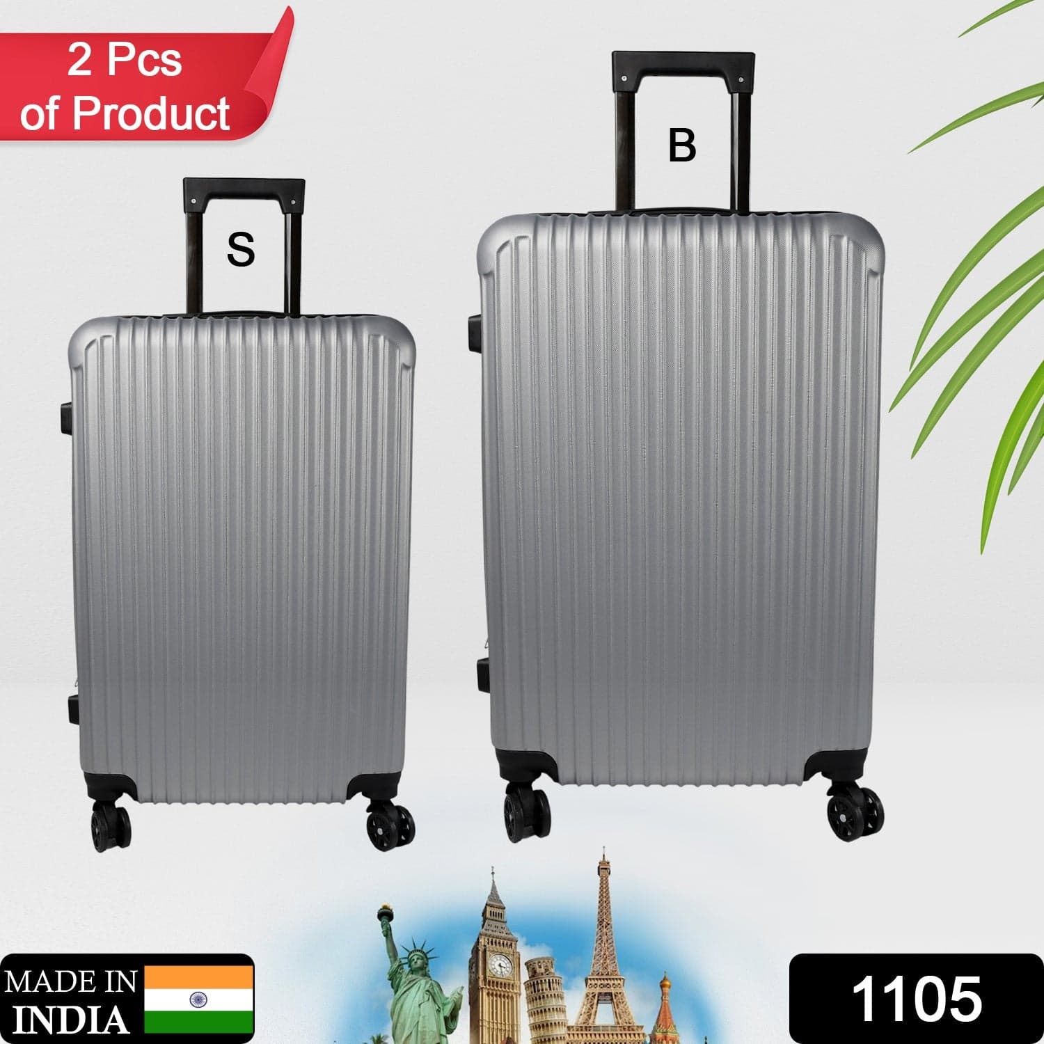 Trolley Bag for Men & Women, Multi Color, Set of 2 (Big & Small) thumbnail 2