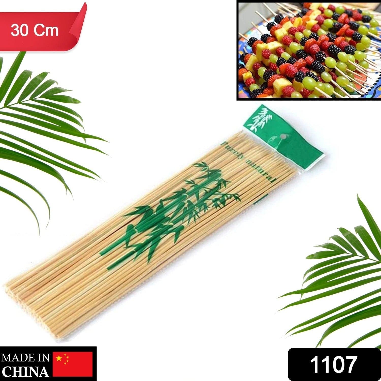 Camping Wooden Color Bamboo BBQ Skewers Barbecue Shish Kabob Sticks Fruit Kebab Meat Party Fountain Bamboo BBQ Sticks Skewers Wooden (30cm) thumbnail 2