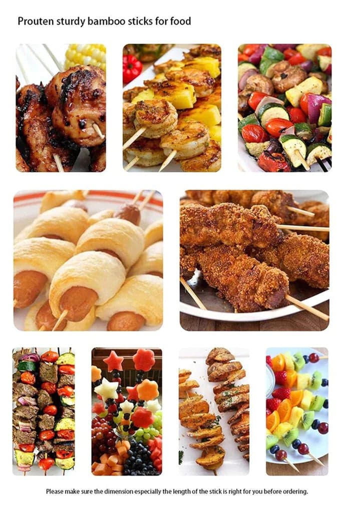 Camping Wooden Color Bamboo BBQ Skewers Barbecue Shish Kabob Sticks Fruit Kebab Meat Party Fountain Bamboo BBQ Sticks Skewers Wooden (30cm) thumbnail 9