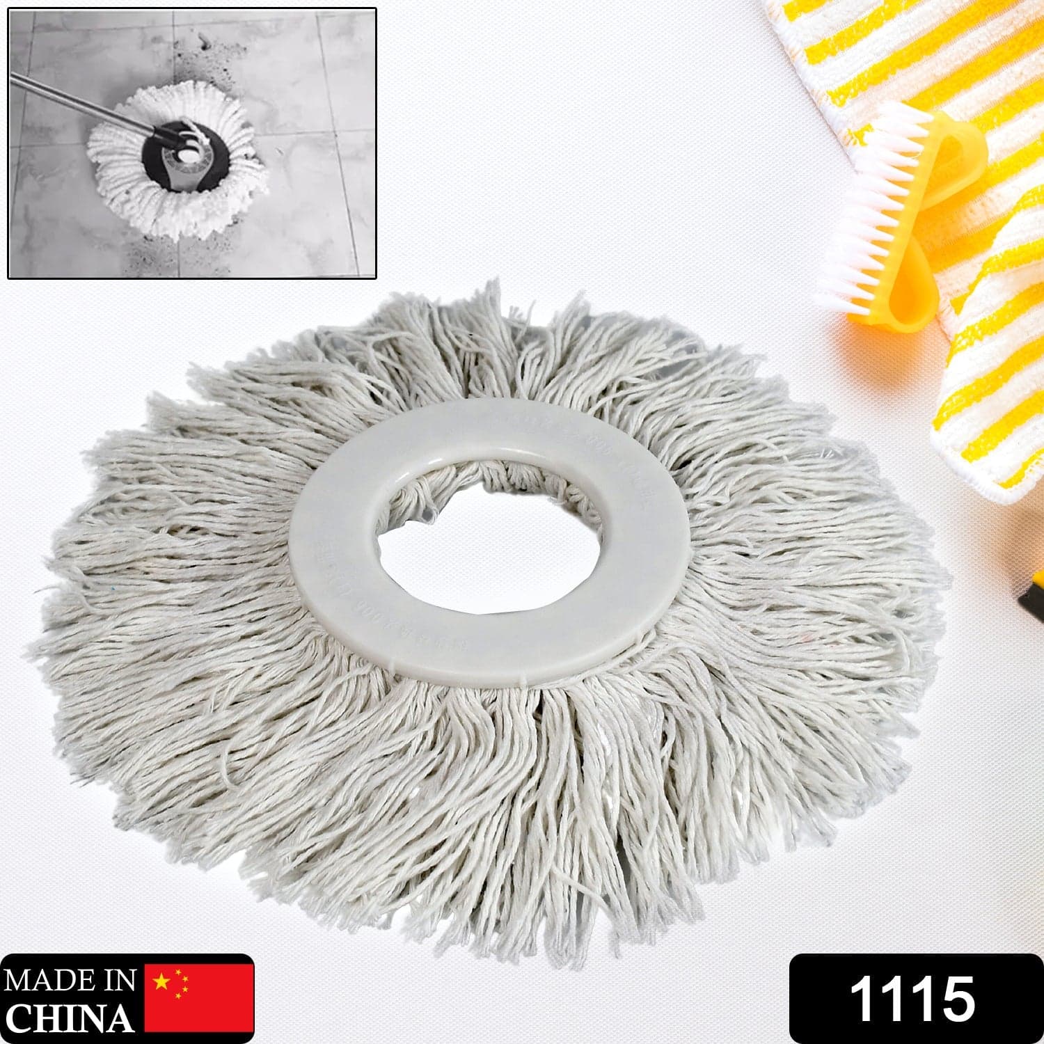 Microfiber Spin Mop Replacement Head Round Shape Standard Size Spin mop Refills For All Type Mop Use thumbnail 2
