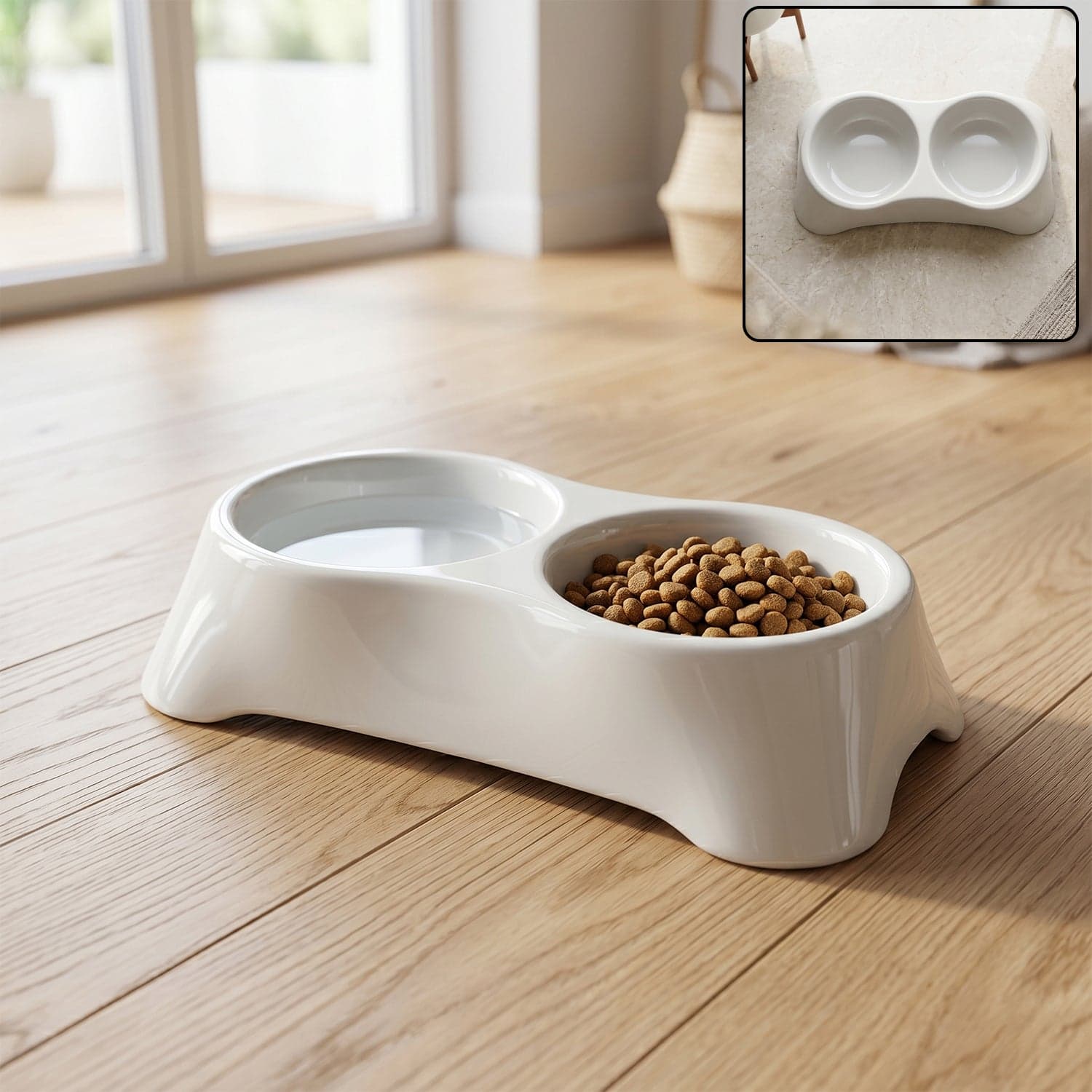 Pet Double Bowl Feeder the Anti-Slip Design for Easy Feeding thumbnail 1