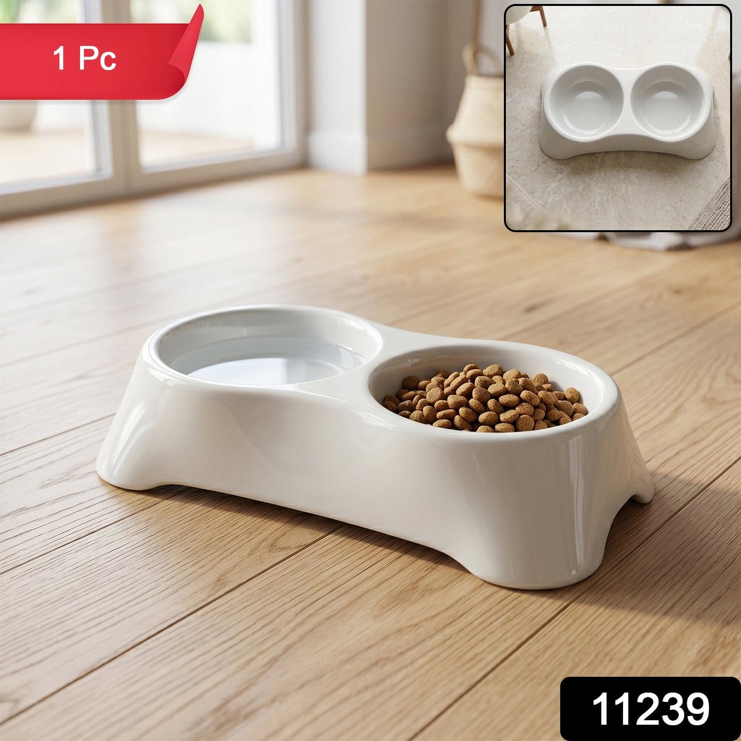 Pet Double Bowl Feeder the Anti-Slip Design for Easy Feeding thumbnail 2