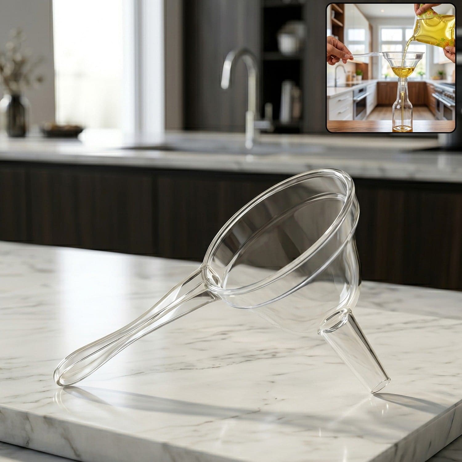 Kitchen Funnel with Handle the Spill-Free Wide Mouth Pouring Tool thumbnail 1