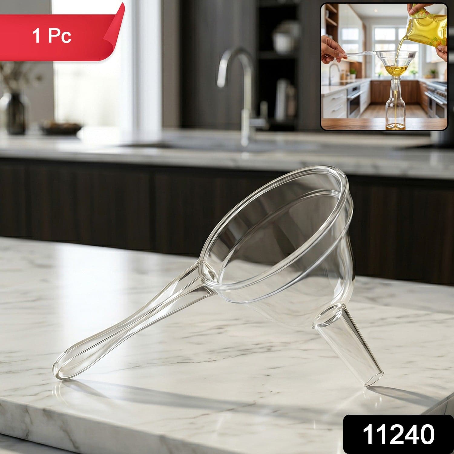 Kitchen Funnel with Handle the Spill-Free Wide Mouth Pouring Tool thumbnail 2