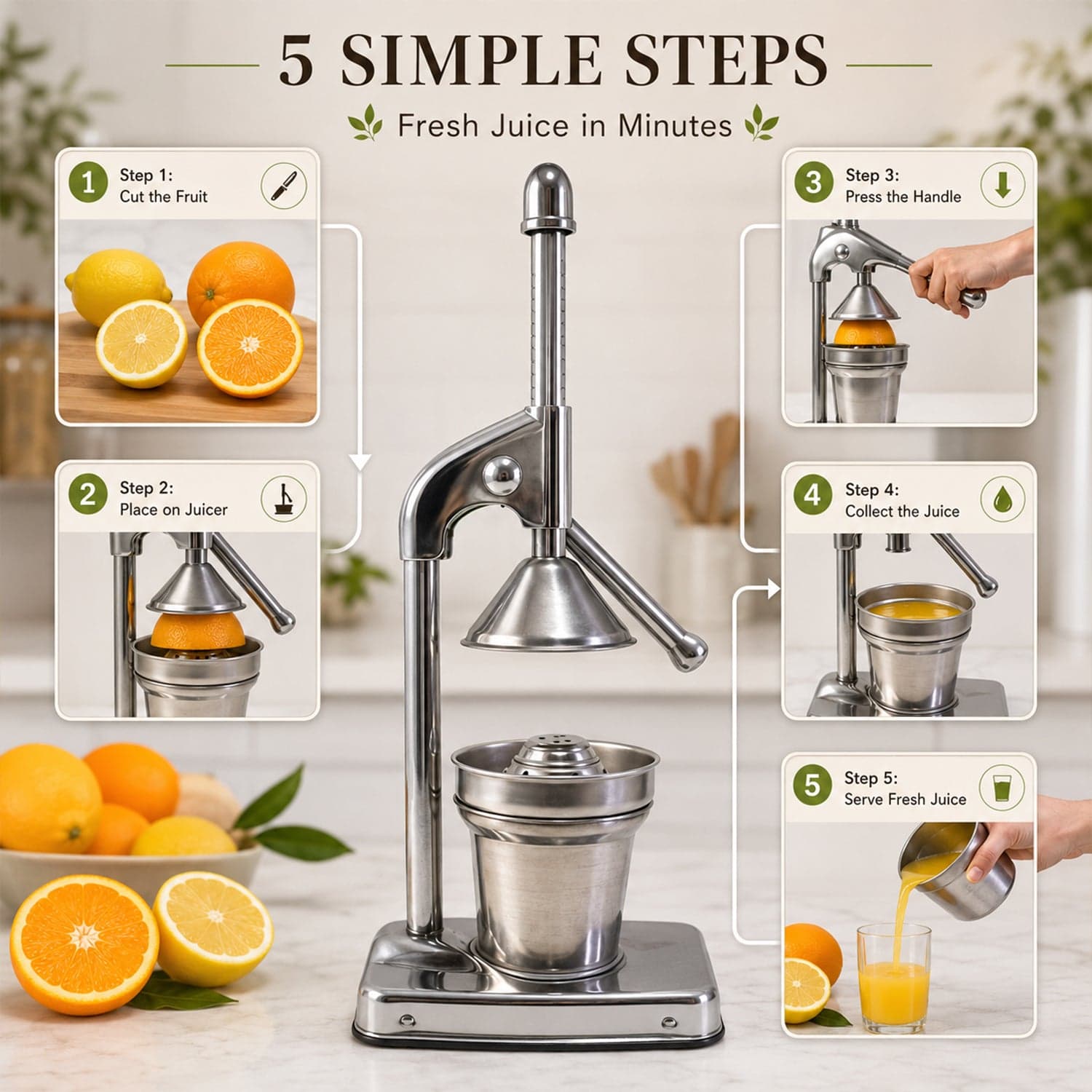 Citrus Juicer the Heavy Duty Manual Press for Maximum Extraction thumbnail 3