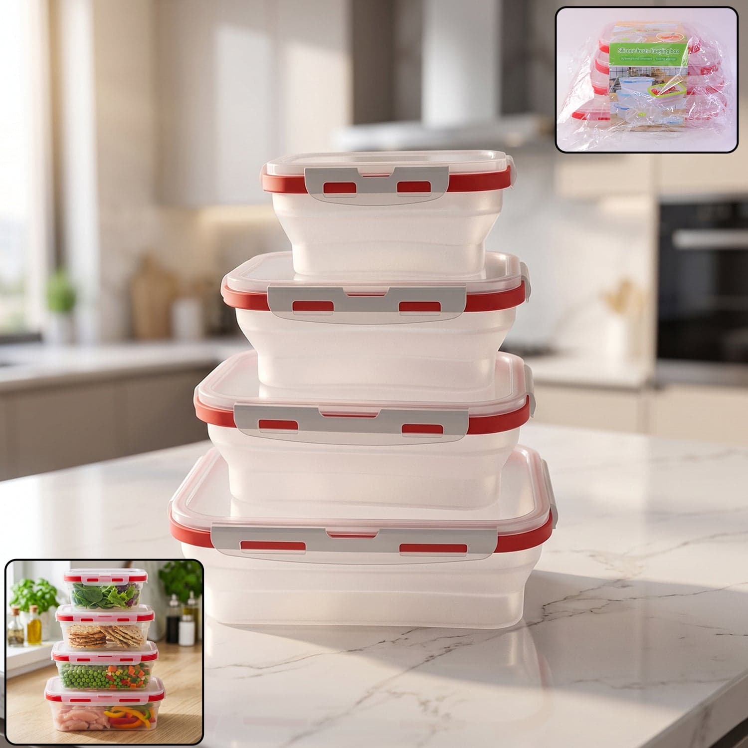 Collapsible Food Storage Container Set the Space-Saving & Airtight thumbnail 1