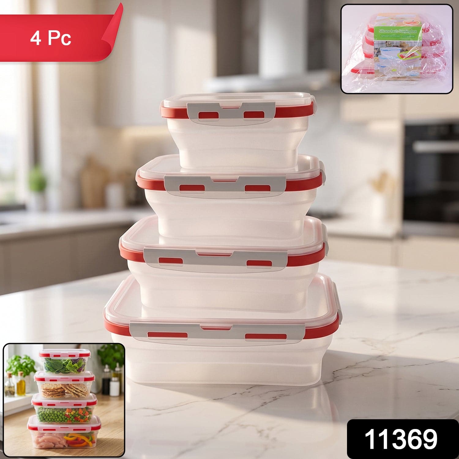 Collapsible Food Storage Container Set the Space-Saving & Airtight thumbnail 2