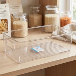 Plastic Storage Box Organizer with Handles the Clear & Space-saving