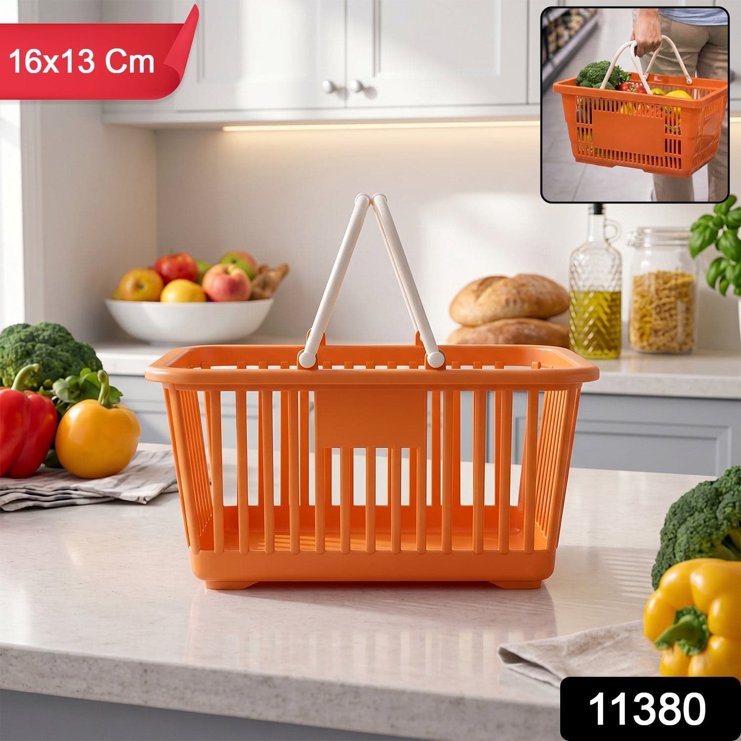 Plastic Storage Basket with Foldable Handles the Compact & Durable Organiser thumbnail 2