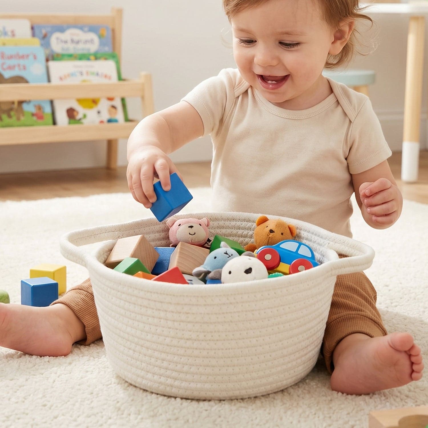 Storage Basket The Handwoven Cotton Rope For Organizing And Decoration thumbnail 1