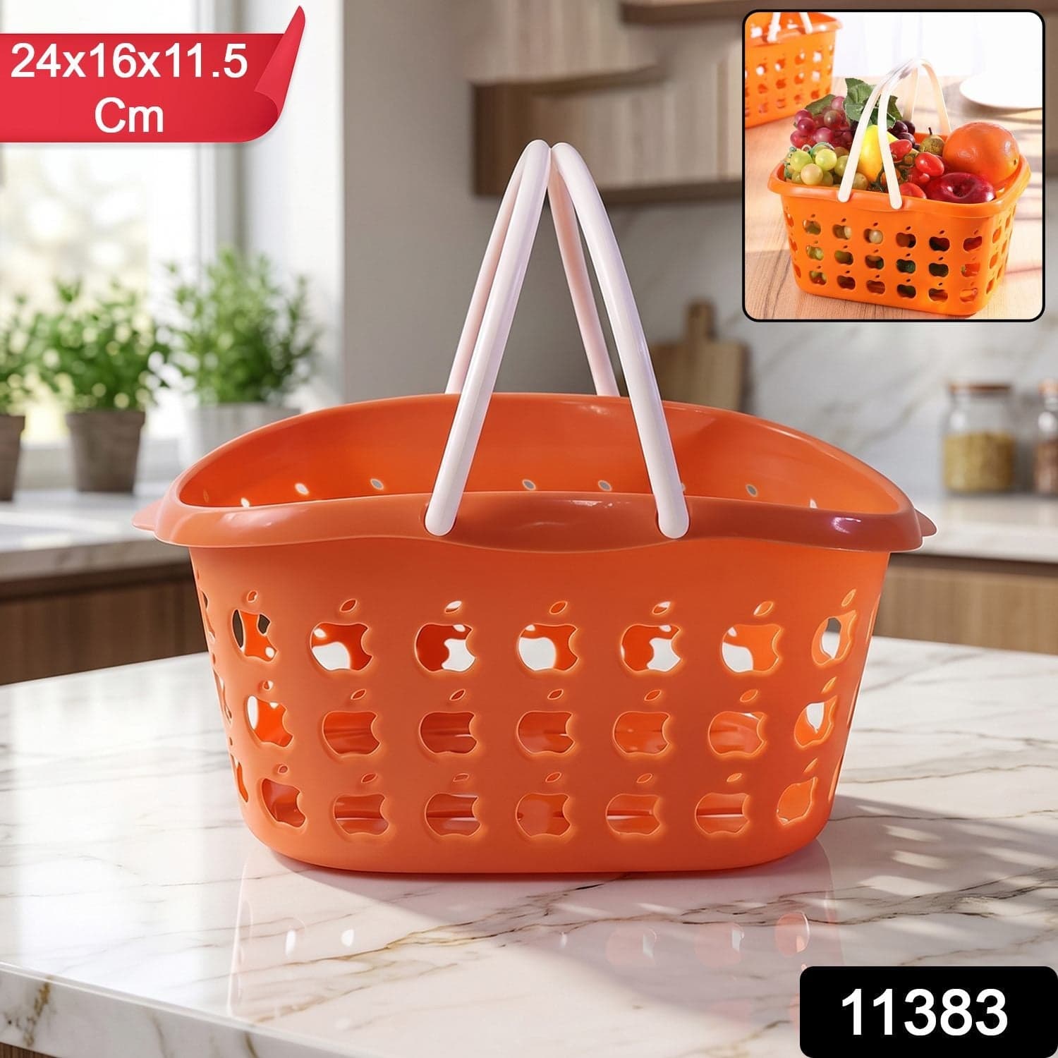 Plastic Storage Basket with Handle the Durable & Lightweight for Home & Shopping thumbnail 2