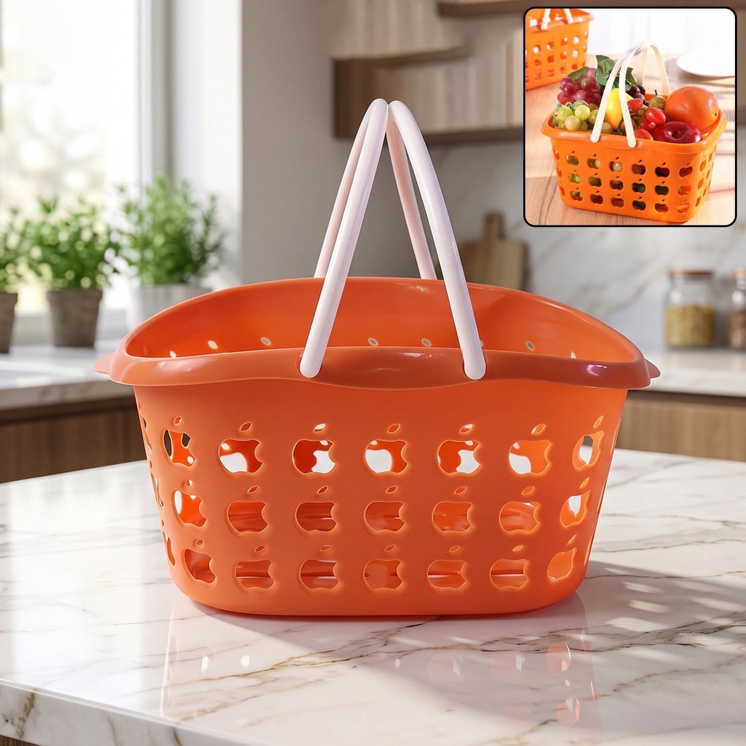 Plastic Storage Basket with Handle the Durable & Lightweight for Home & Shopping thumbnail 3