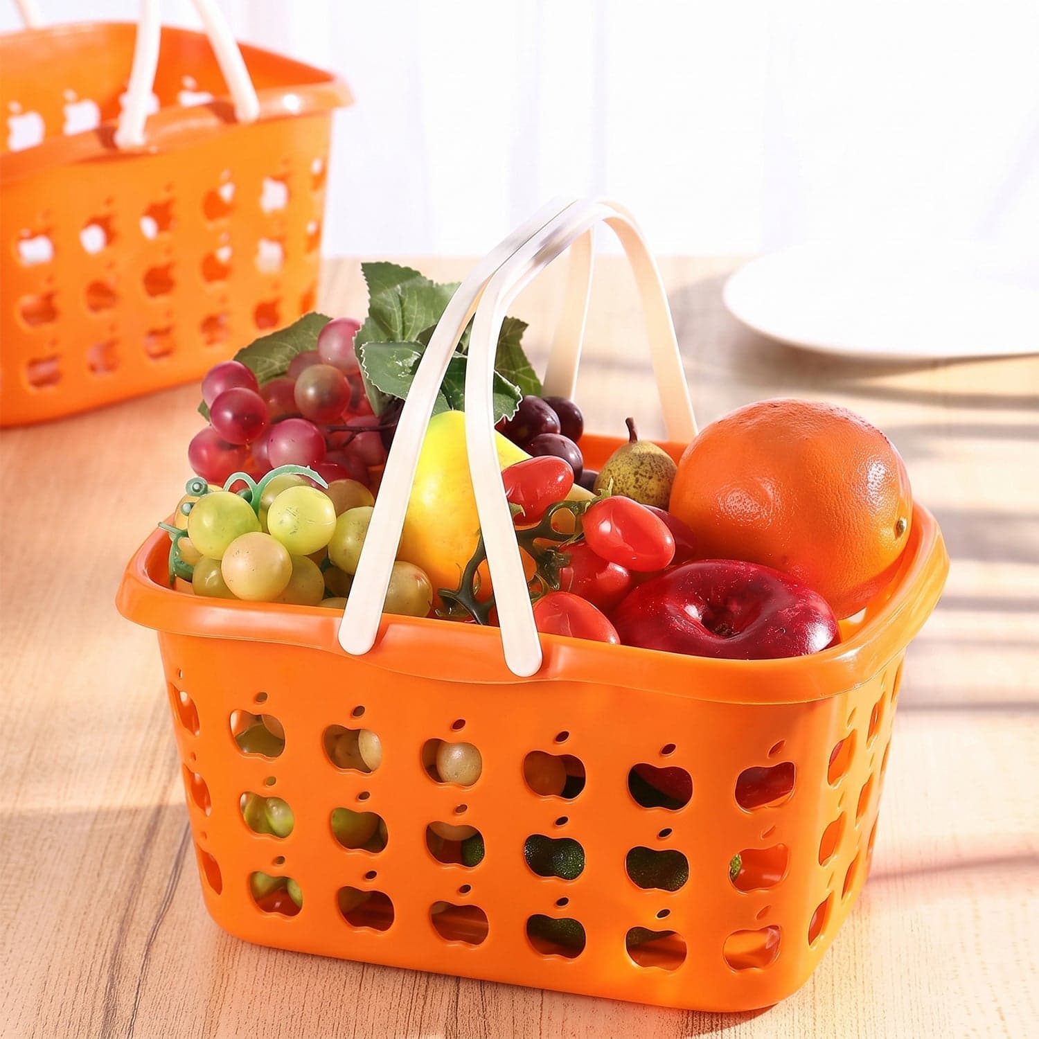 Plastic Storage Basket with Handle the Durable & Lightweight for Home & Shopping thumbnail 4