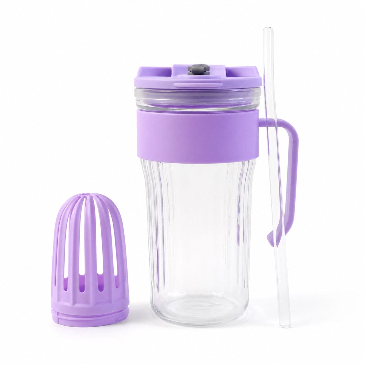 Glass Tumbler with Lid the Reusable, Stylish Cold Beverage Mug thumbnail 5