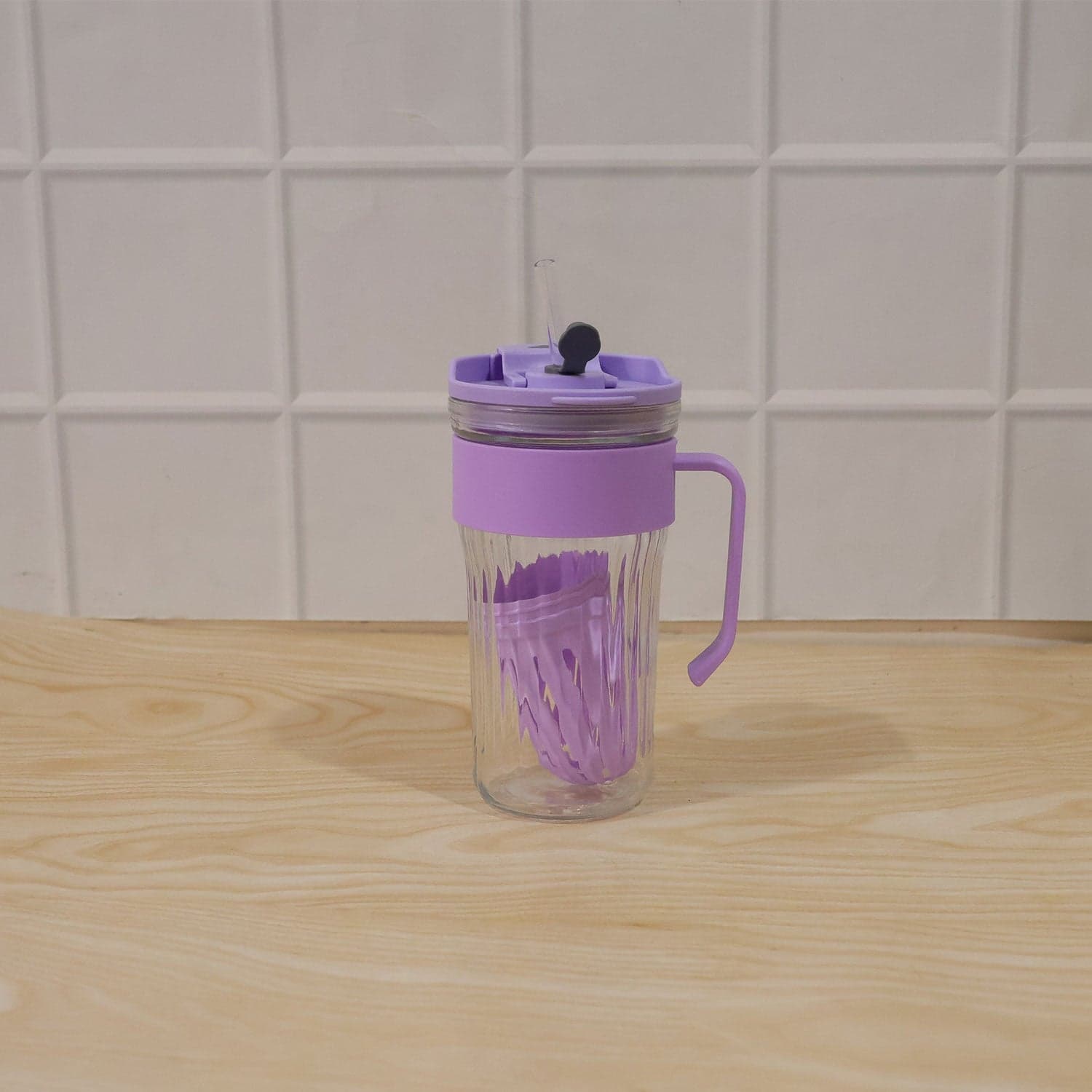 Glass Tumbler with Lid the Reusable, Stylish Cold Beverage Mug thumbnail 7