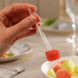 Mini Disposable Plastic Fruit Fork the Elegant Beaded Handle Design