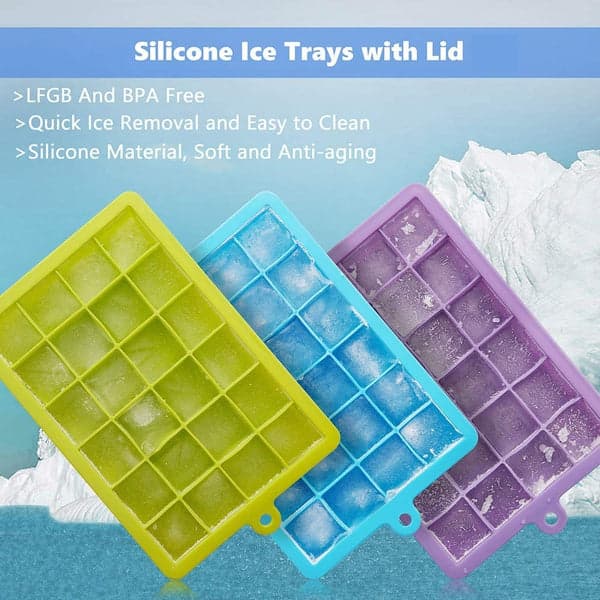 Silicone Ice Cube Trays 24 Cavity Per Ice Tray [Multicolour] thumbnail 3