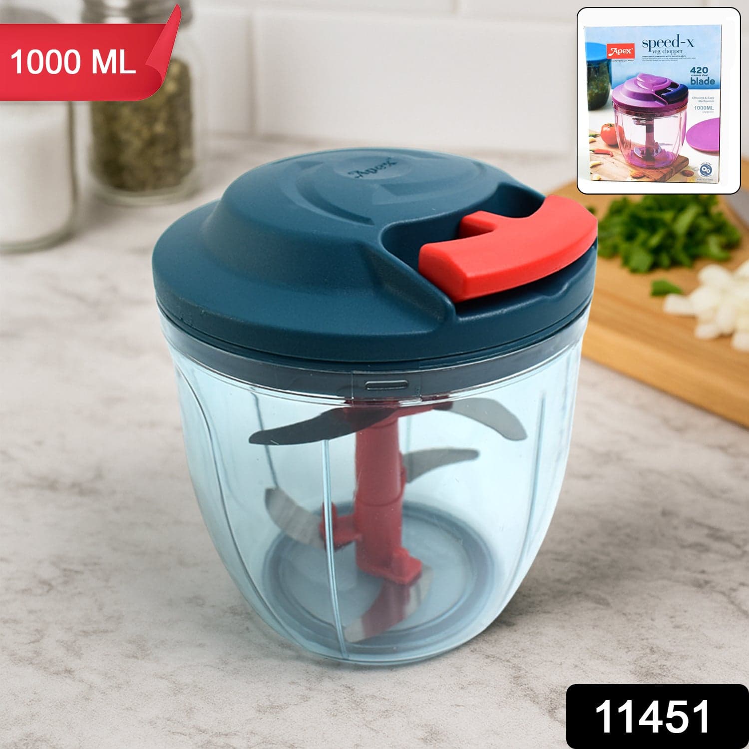 Apex Speed X Hand Powered Vegetable Chopper 1000 Ml thumbnail 1