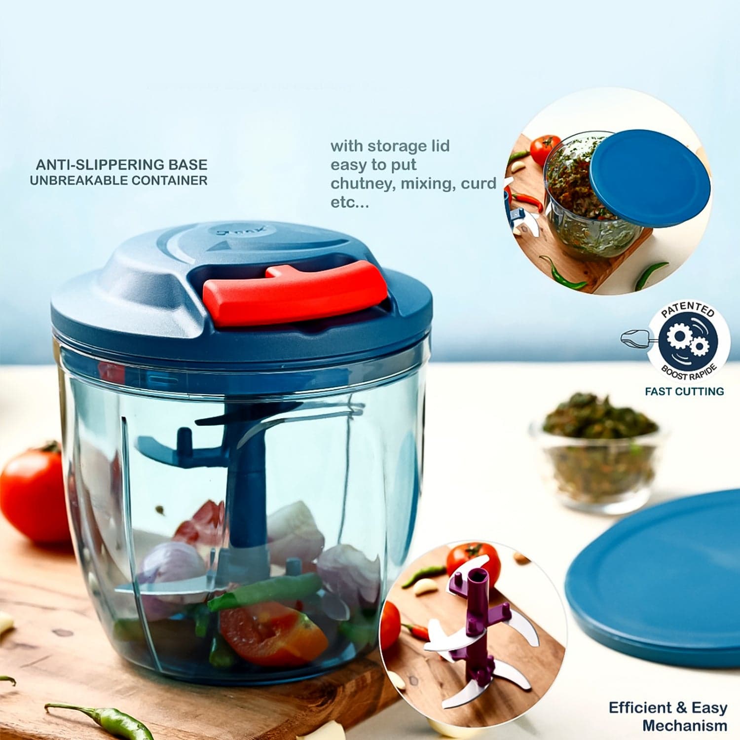 Apex Speed X Hand Powered Vegetable Chopper 1000 Ml thumbnail 3