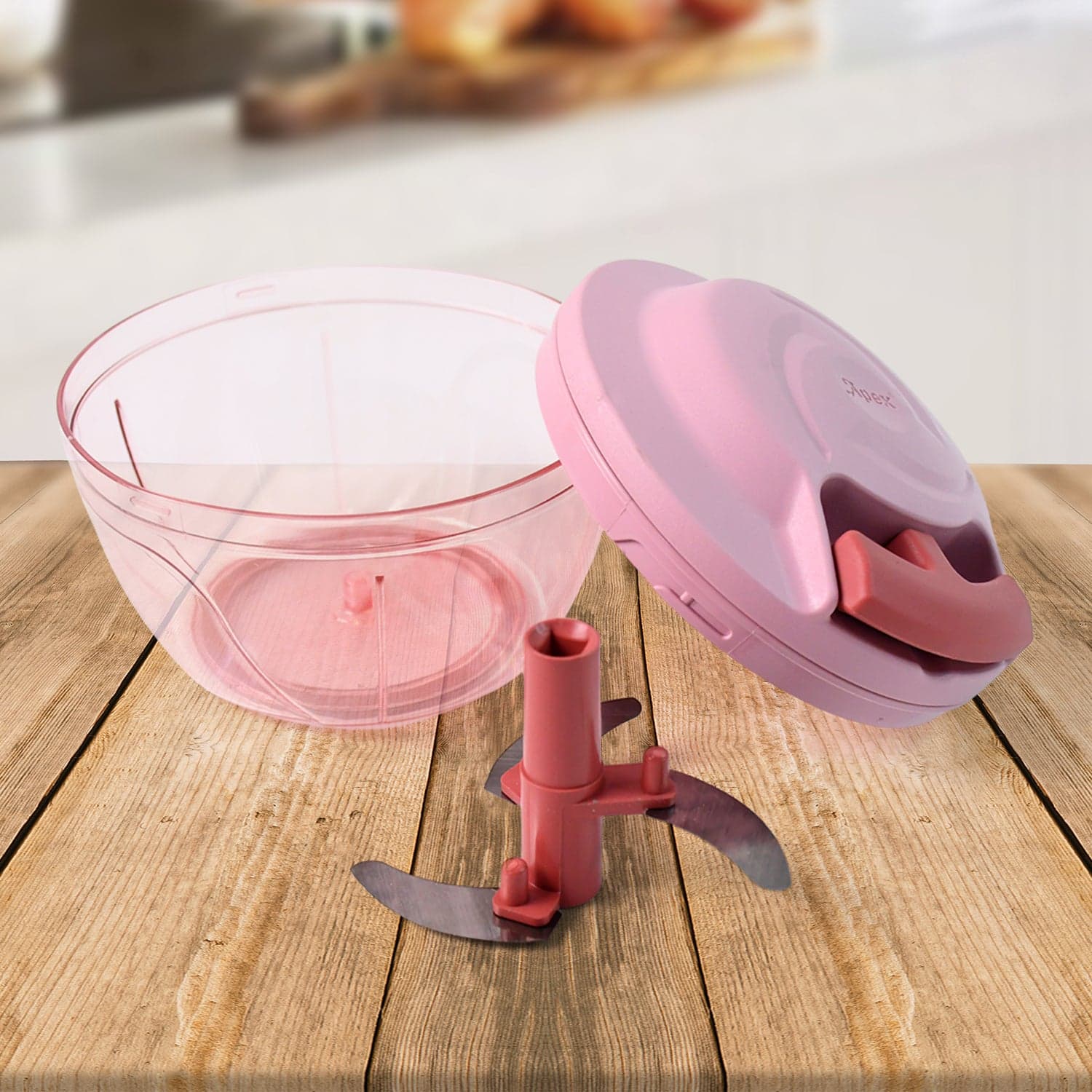 Apex Power-X Triple Stainless Steel Blades and Hand-Pull Vegetable Chopper (500Ml) thumbnail 4