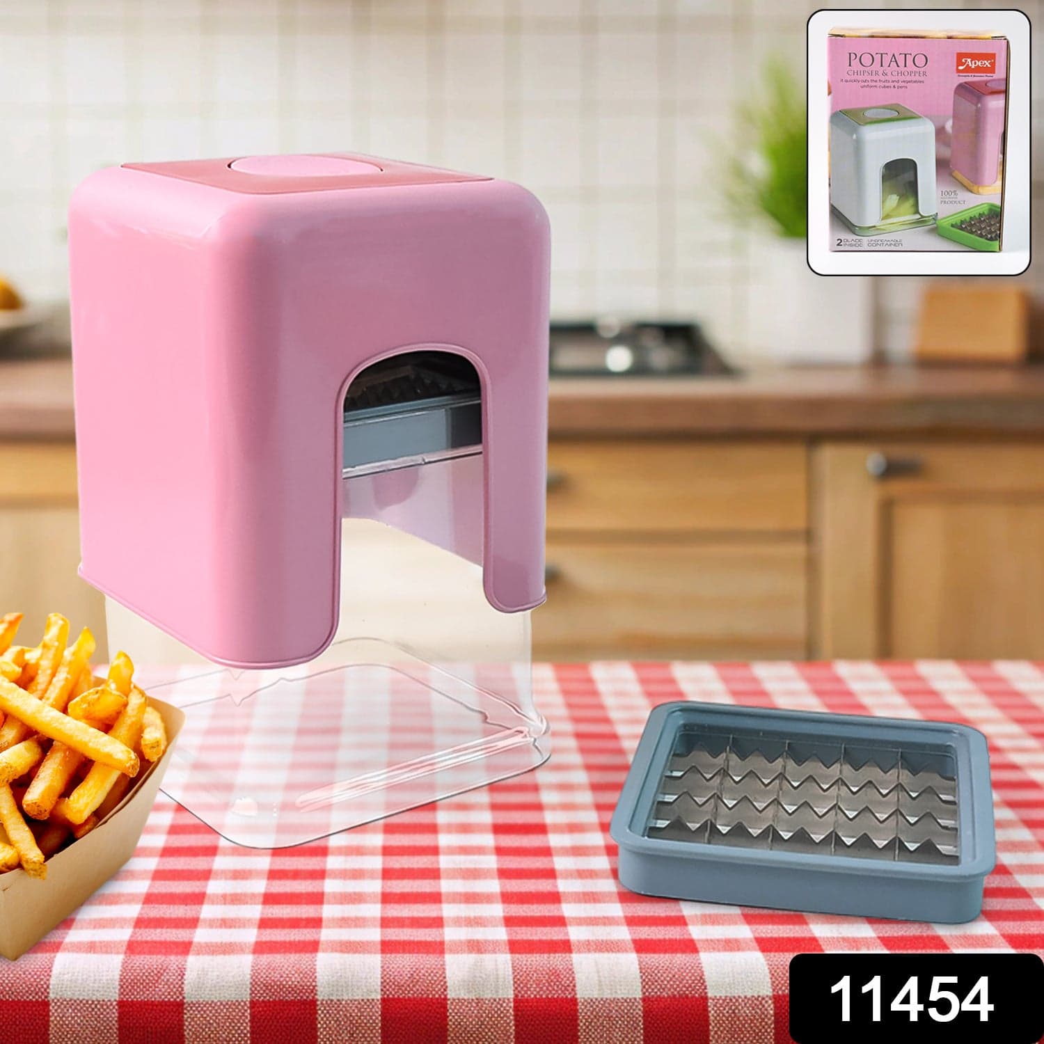 Apex Heavy Duty Potato Chipser & Vegetable Chopper with Dual Blade Set thumbnail 2