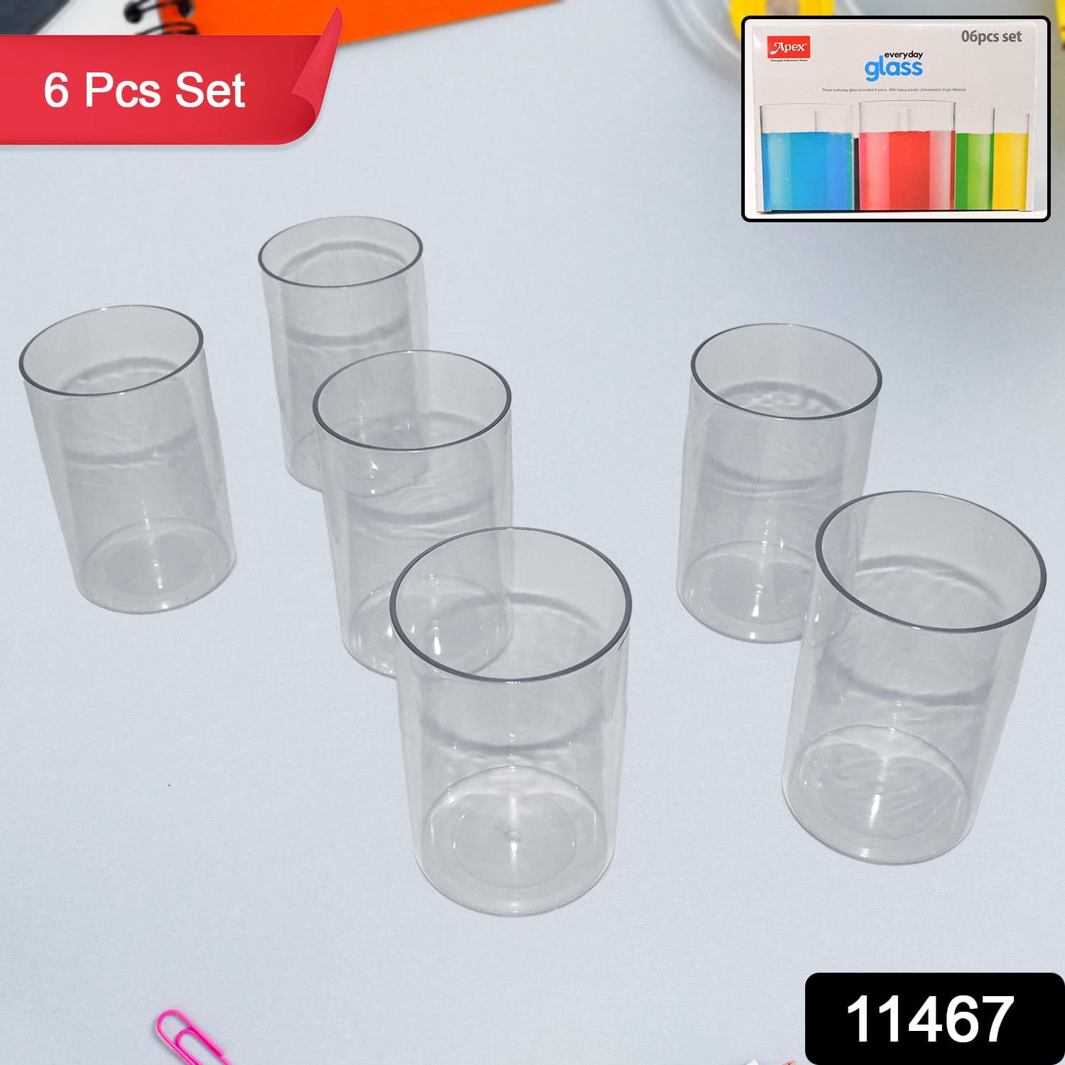 Apex Everyday Plastic Glass Set of 6 Pieces Lightweight & Unbreakable thumbnail 2