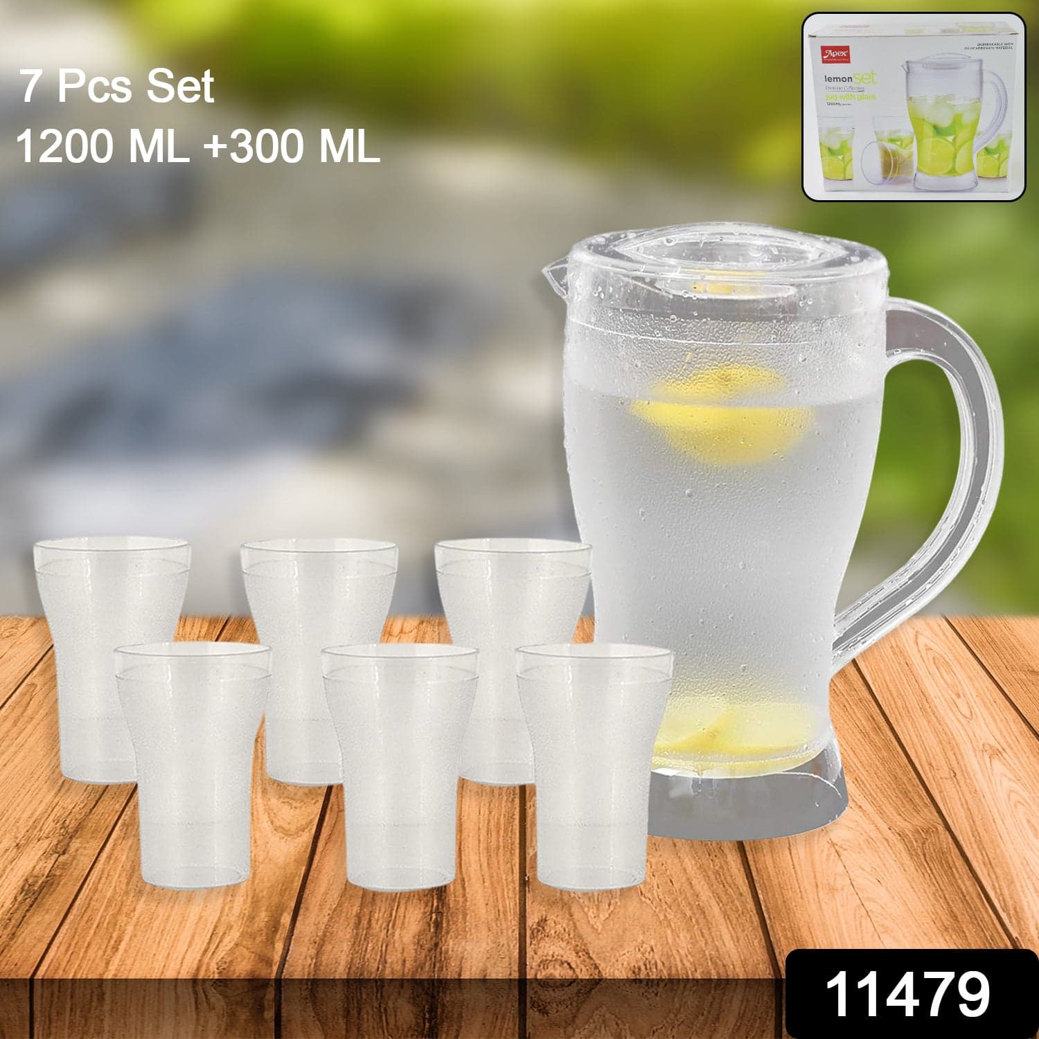 Apex Unbreakable Lemon Jug Set with 6 Glasses of 1200ML Jug + 300ML Glasses Approx thumbnail 2