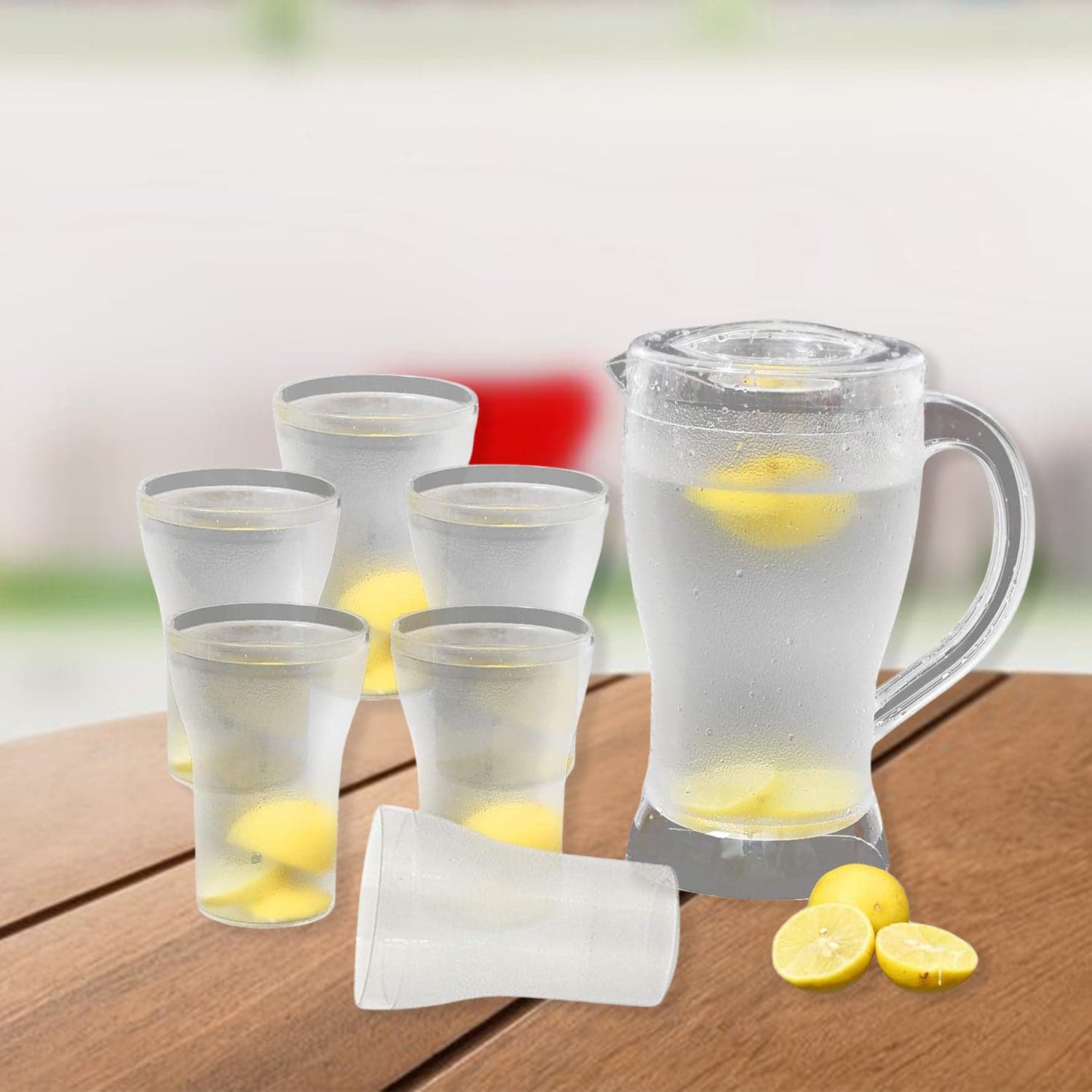 Apex Unbreakable Lemon Jug Set with 6 Glasses of 1200ML Jug + 300ML Glasses Approx thumbnail 3