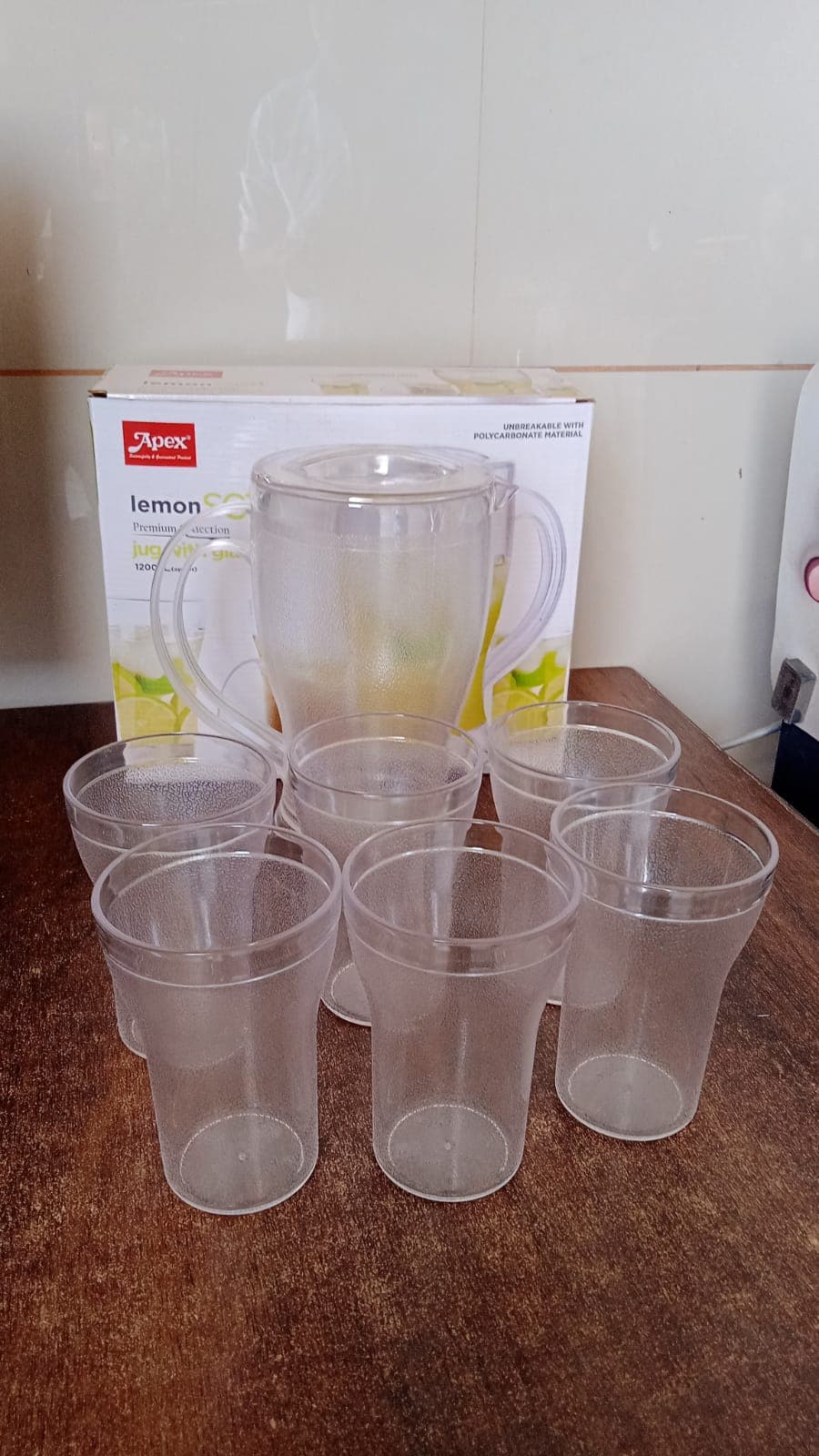 Apex Unbreakable Lemon Jug Set with 6 Glasses of 1200ML Jug + 300ML Glasses Approx thumbnail 6