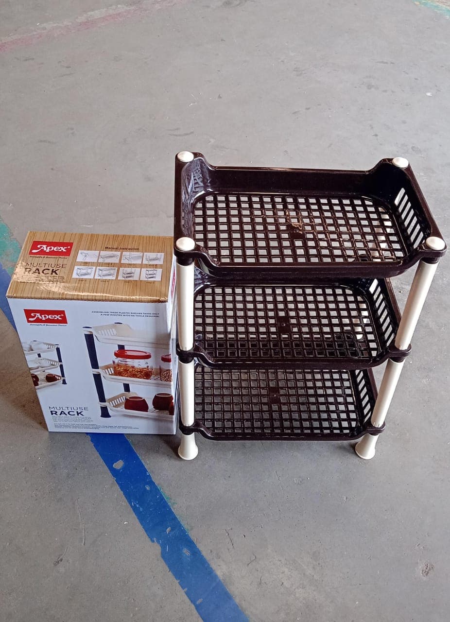 Apex Small Multiuse Plastic Storage Rack Organizer 3-Tier thumbnail 7