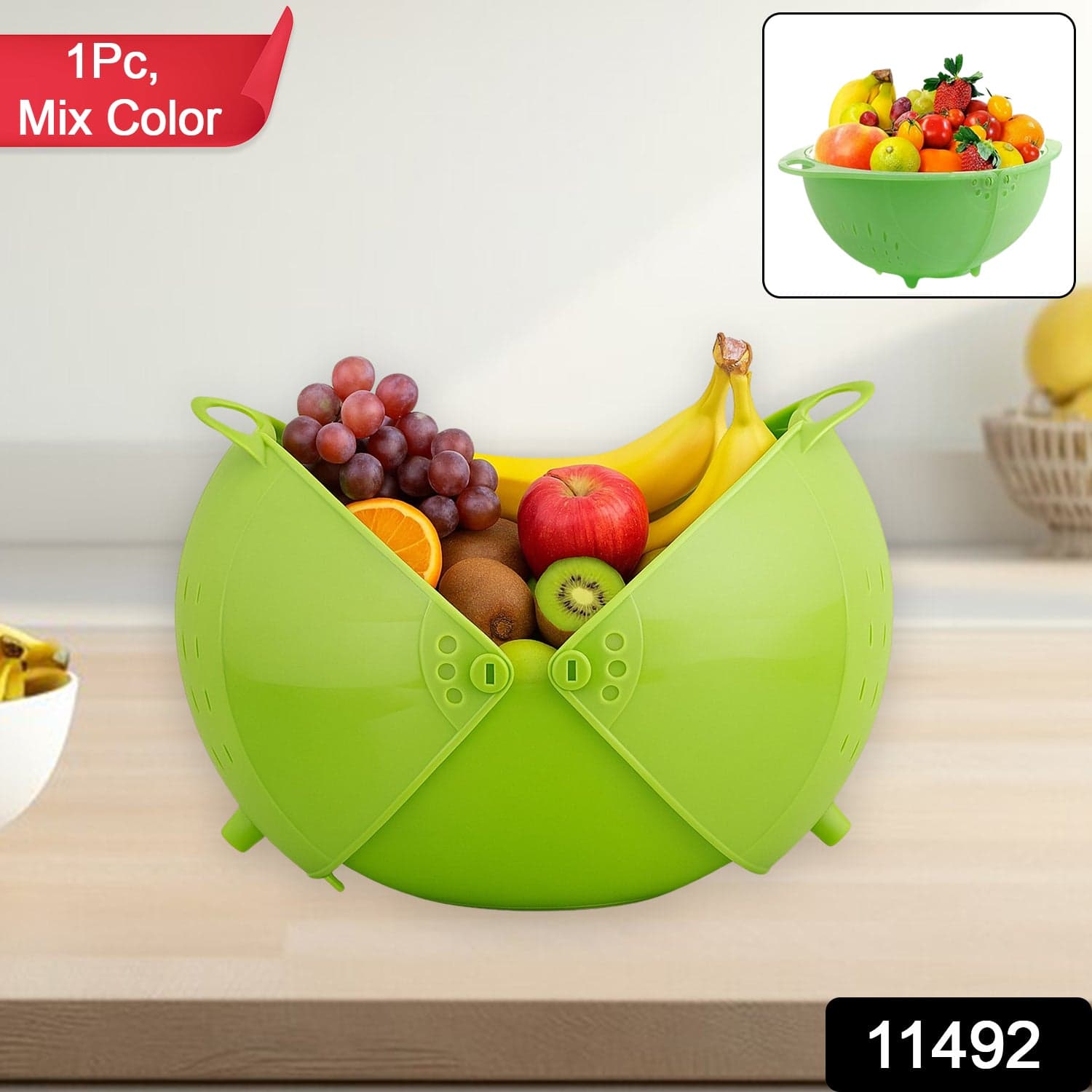 Apex Smart Basket 3in1 Multiuse Fruit And Vegetable Bowl (1 Pc / Mix Color) thumbnail 2