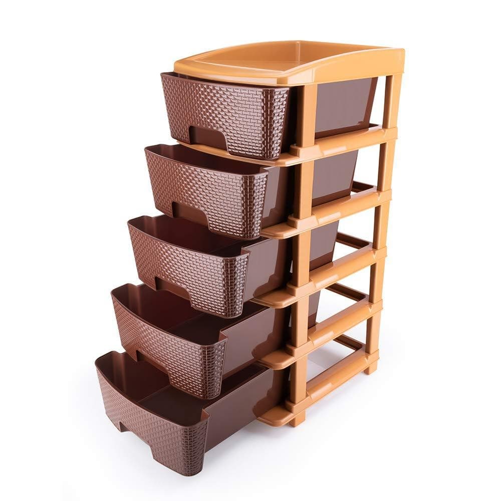 5tier Plastic Modular Drawer System For Multiple Use (Brown colour) thumbnail 4