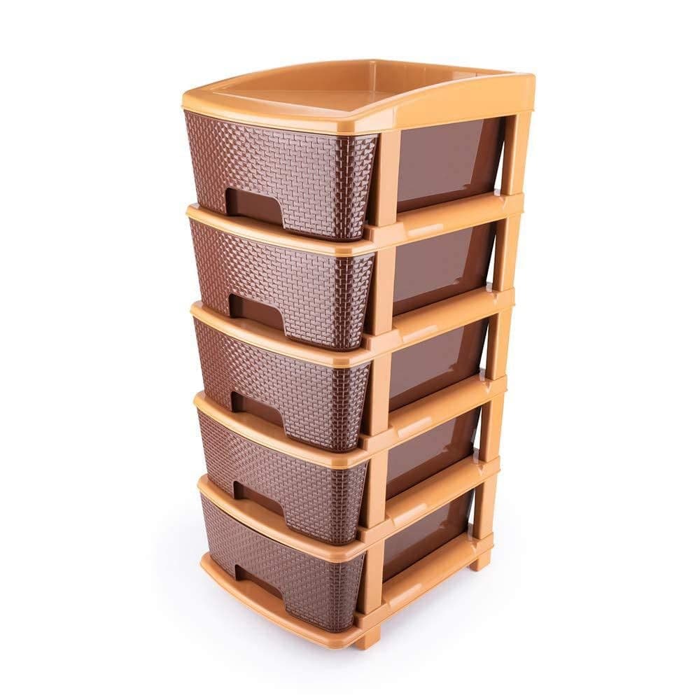 5tier Plastic Modular Drawer System For Multiple Use (Brown colour) thumbnail 7
