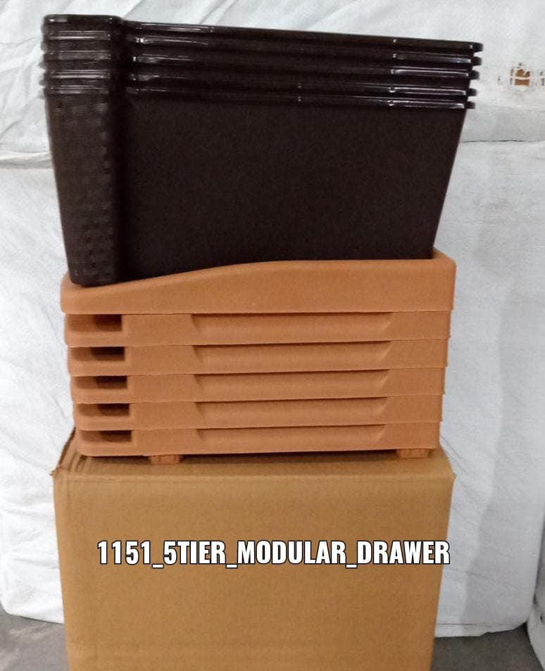 5tier Plastic Modular Drawer System For Multiple Use (Brown colour) thumbnail 8