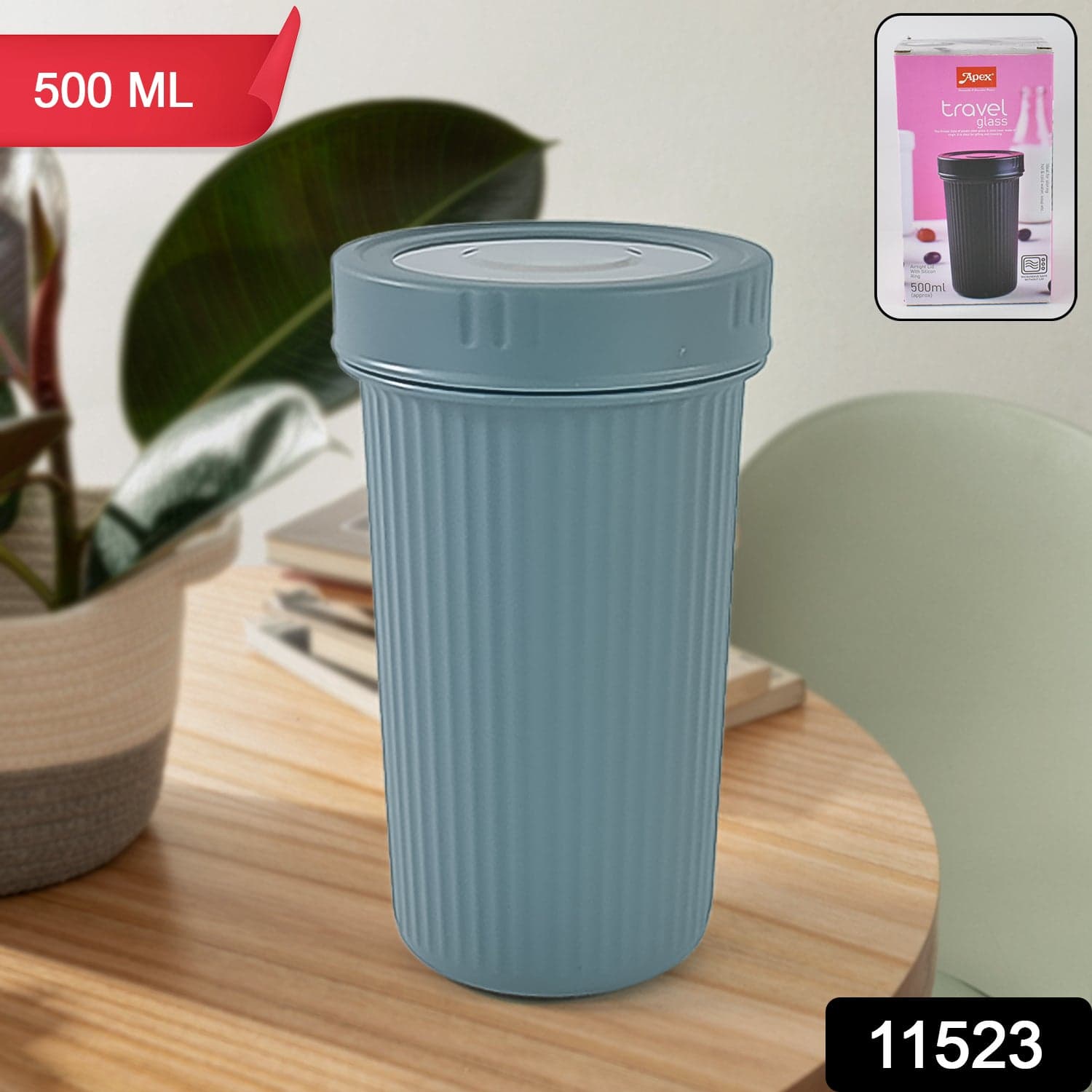 Apex Double Wall Inner Steel Travel Glass (500ml) Approx (1 Pc / Mix Color) thumbnail 2