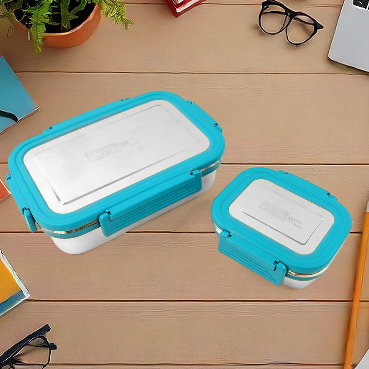 Apex Jerry Lunch Box Premium Stainless Steel Food Container (2 Pc / 700+200 ML Approx) thumbnail 4