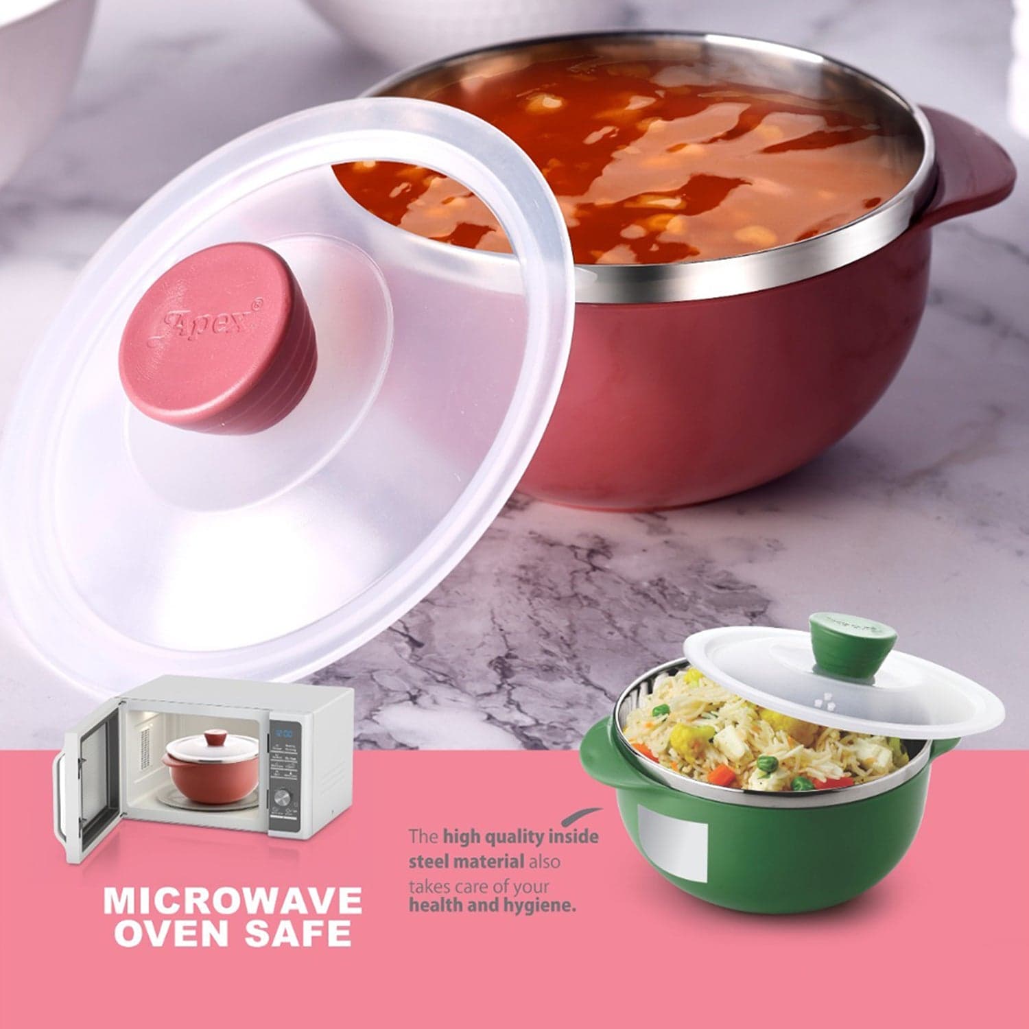 Apex Premium Plastic Serving Bowl Set With Lids 2 Pc thumbnail 5