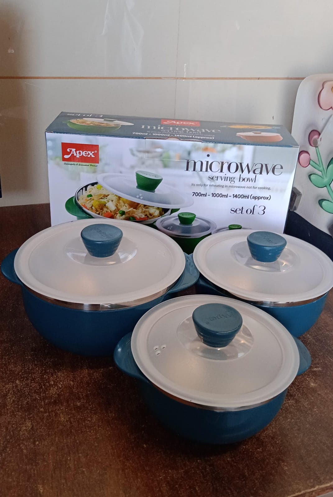 Apex Microwave-Safe Serving Bowl 3 Pcs Set (700ml, 1000ml, 1400ml) thumbnail 7