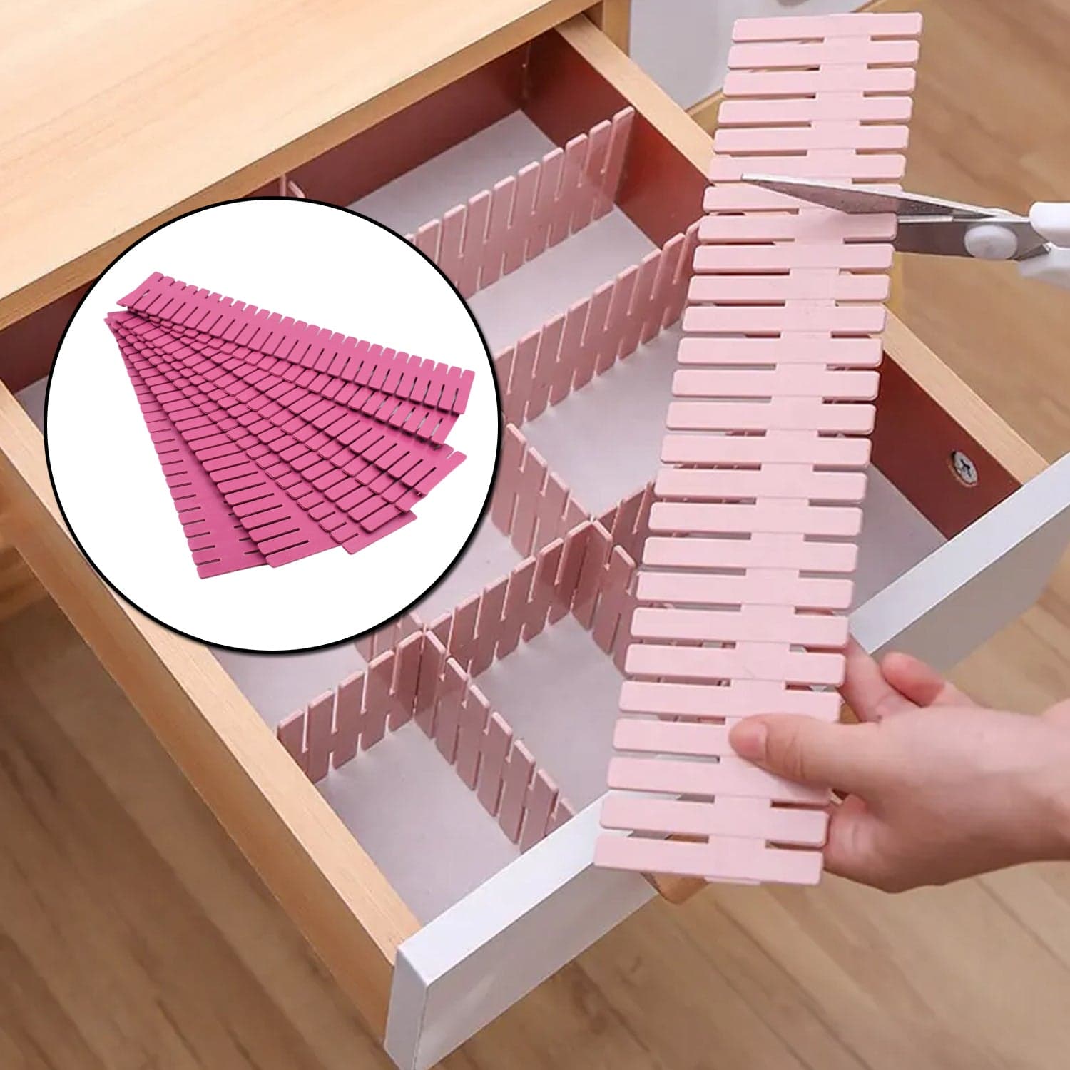 Plastic Adjustable Grid Drawer Dividers Organizers Closet Straps For Home And Kitchen Drawer Use thumbnail 6