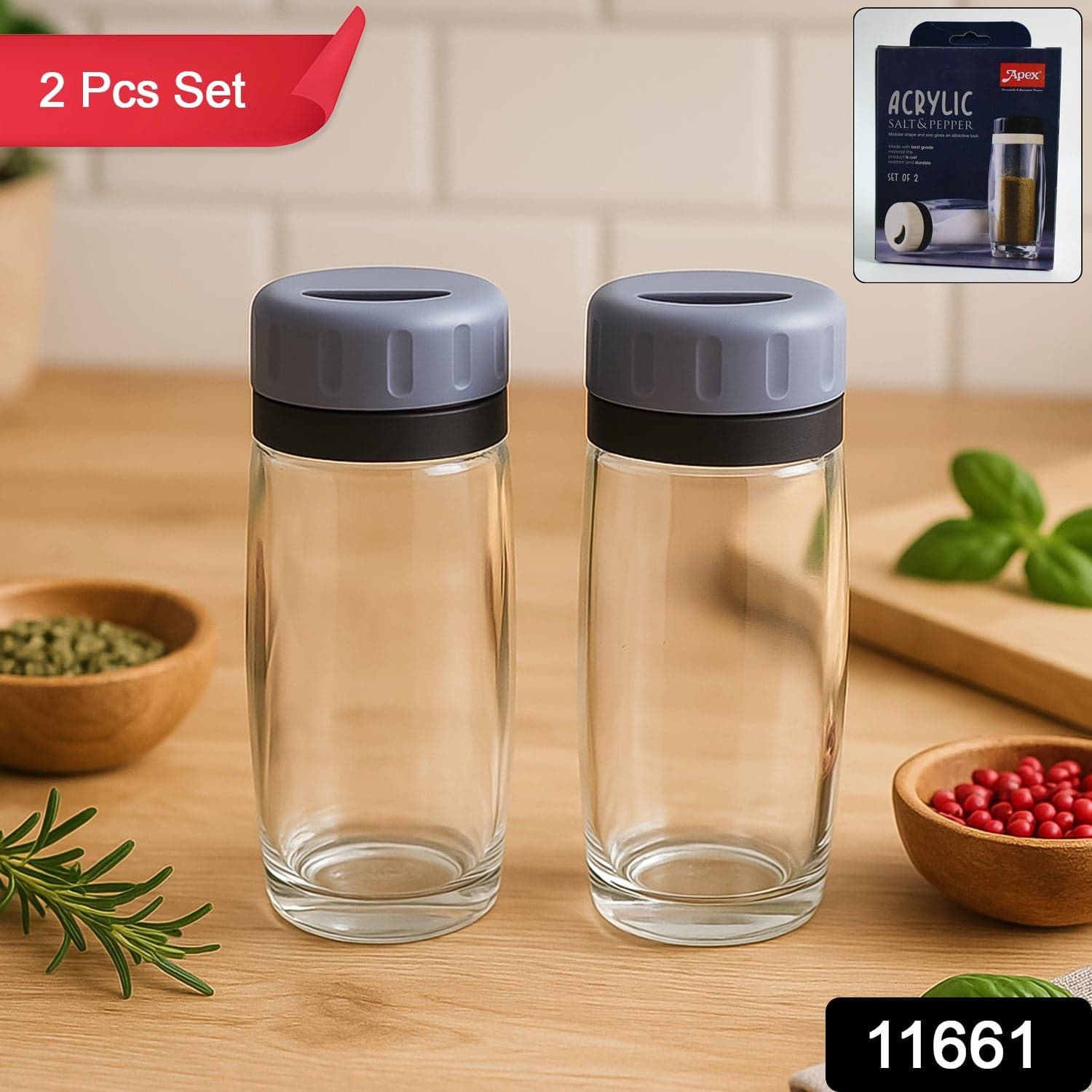 Apex Acrylic Salt And Pepper Shaker Set Of 2 thumbnail 1