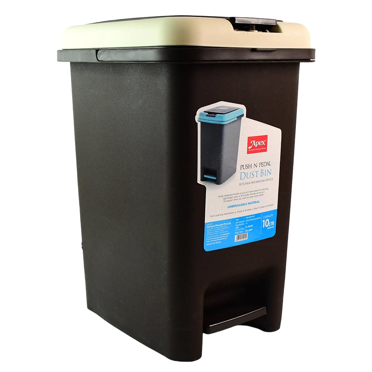 Apex Push N Pedal Plastic Dustbin 1 Pc thumbnail 4