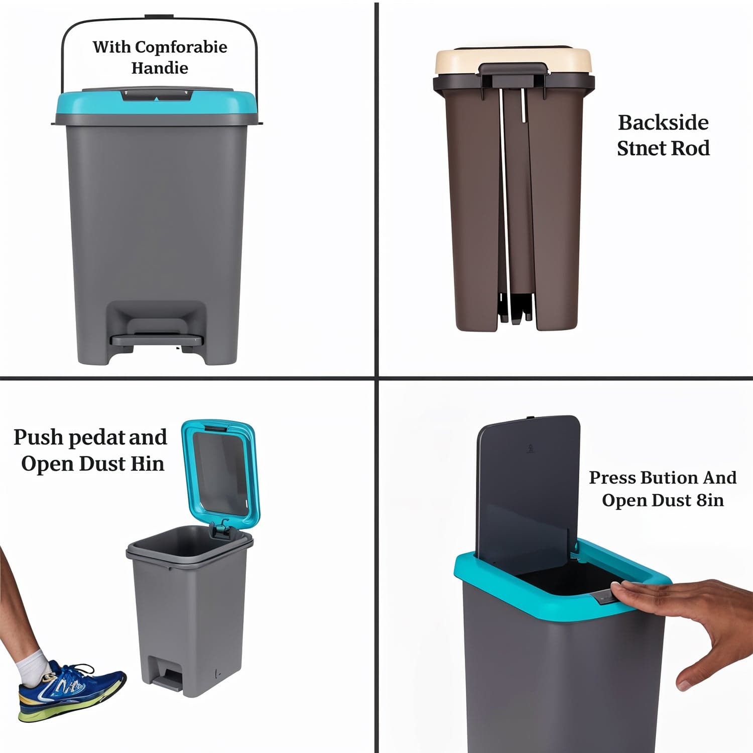 Apex Push N Pedal Plastic Dustbin 1 Pc thumbnail 6