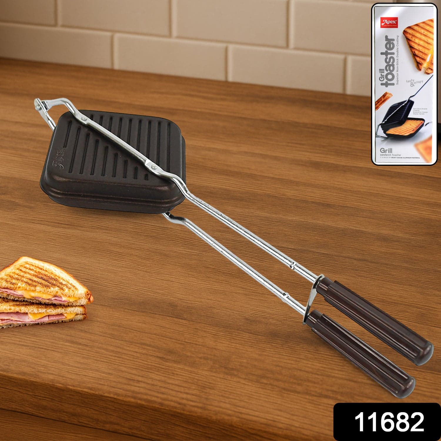 Apex Heavy Gauge Aluminium Grill Sandwich Toaster thumbnail 1