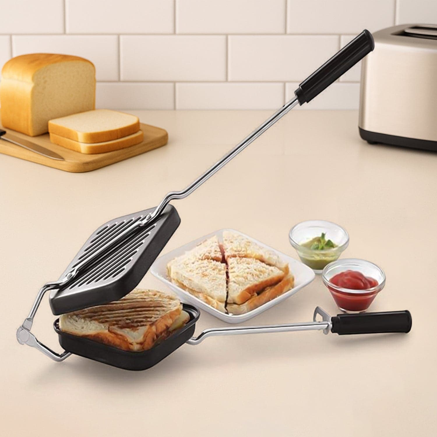 Apex Heavy Gauge Aluminium Grill Sandwich Toaster thumbnail 5