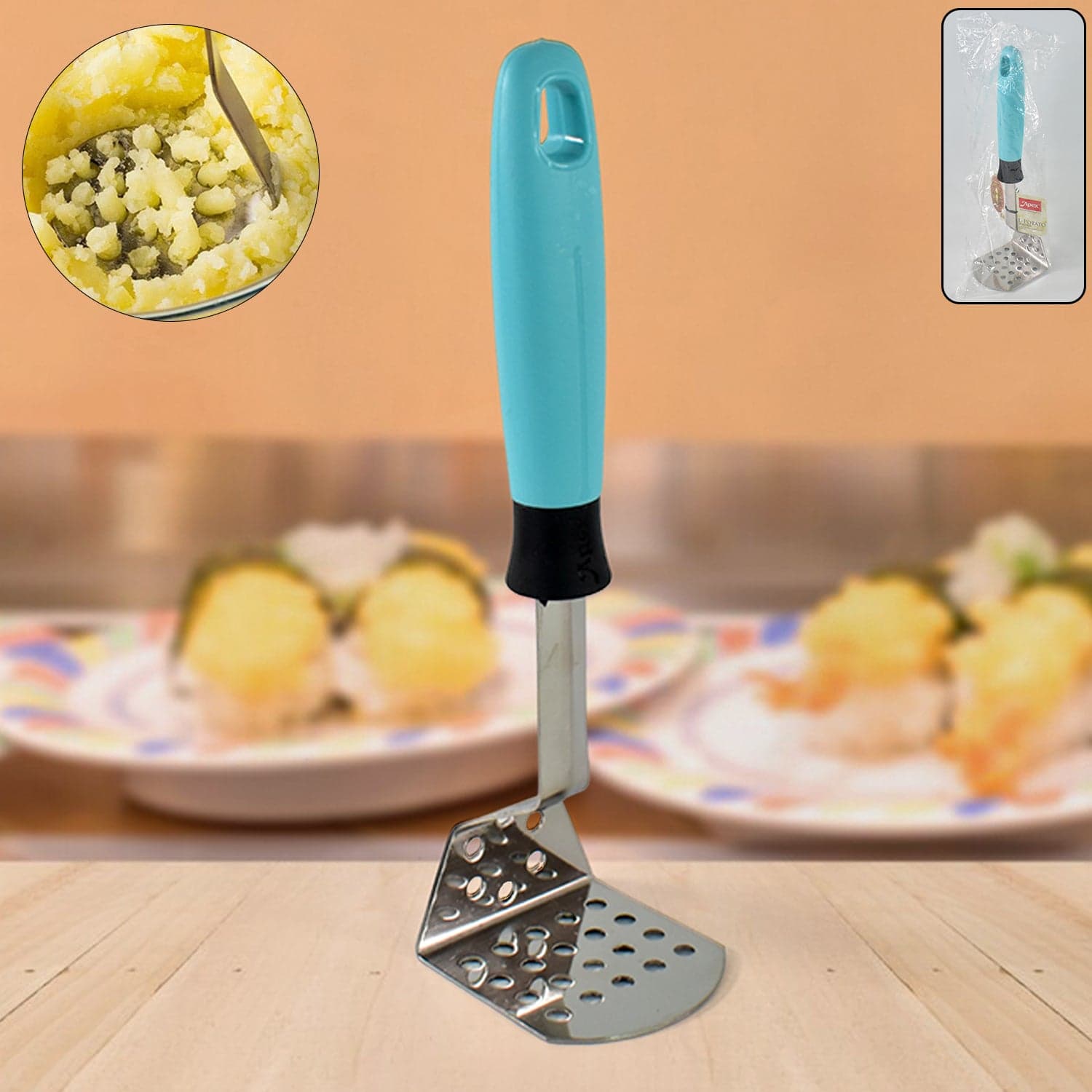 Apex L-Handle Stainless Steel Potato Masher Ergonomic Grip (1 Pc) thumbnail 1