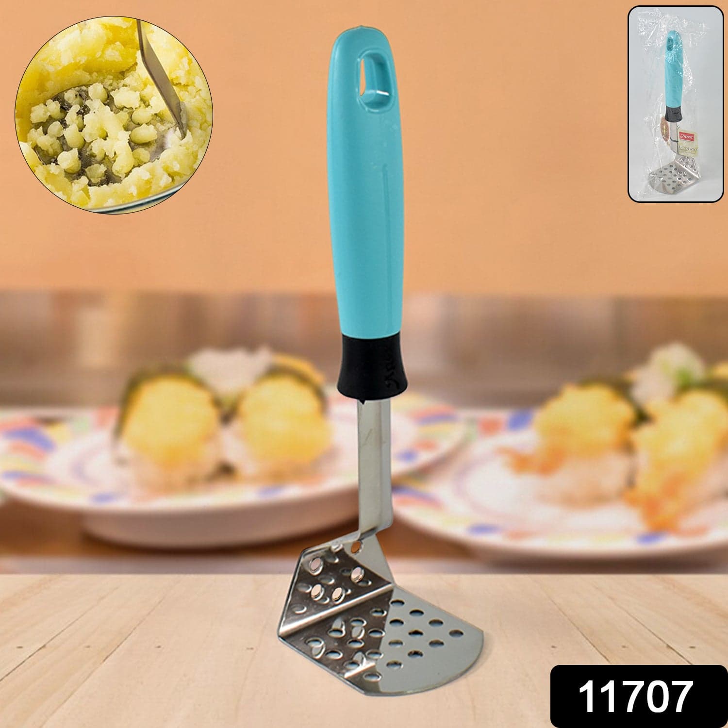 Apex L-Handle Stainless Steel Potato Masher Ergonomic Grip (1 Pc) thumbnail 2