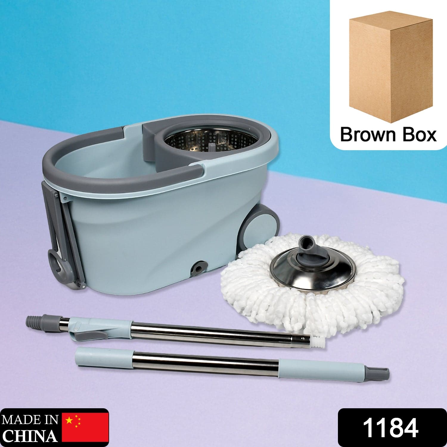 Quick Spin Mop With Steel Spin, Bucket Floor Cleaning, Easy Wheels & Big Bucket, Floor Cleaning Mop With Bucket ID-1184 thumbnail 2