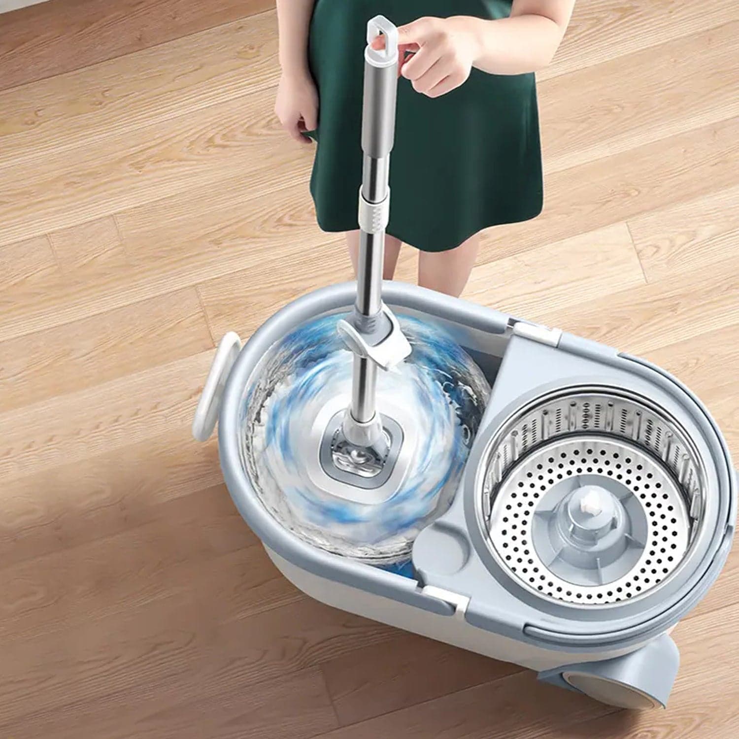 Quick Spin Mop With Steel Spin, Bucket Floor Cleaning, Easy Wheels & Big Bucket, Floor Cleaning Mop With Bucket ID-1184 thumbnail 5