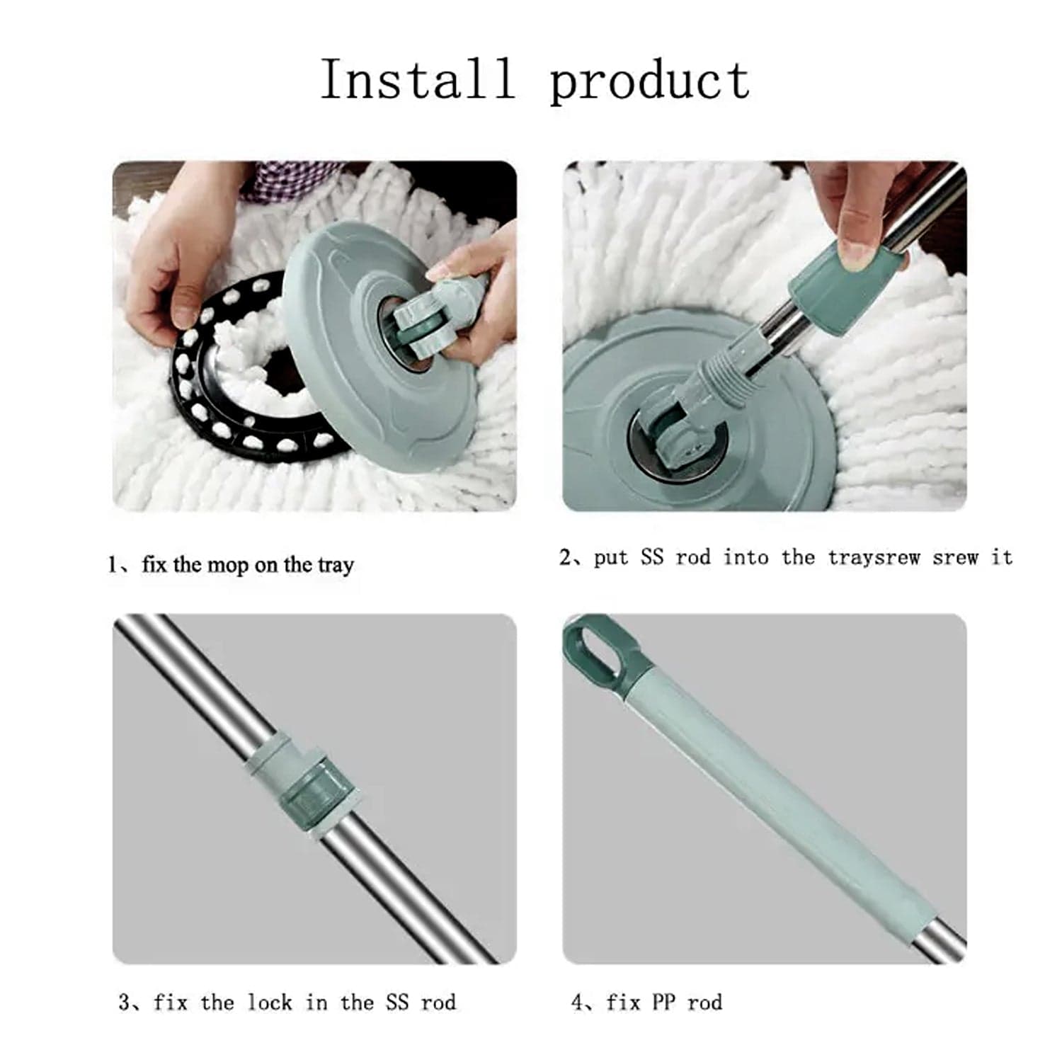 Quick Spin Mop With Steel Spin, Bucket Floor Cleaning, Easy Wheels & Big Bucket, Floor Cleaning Mop With Bucket ID-1184 thumbnail 6
