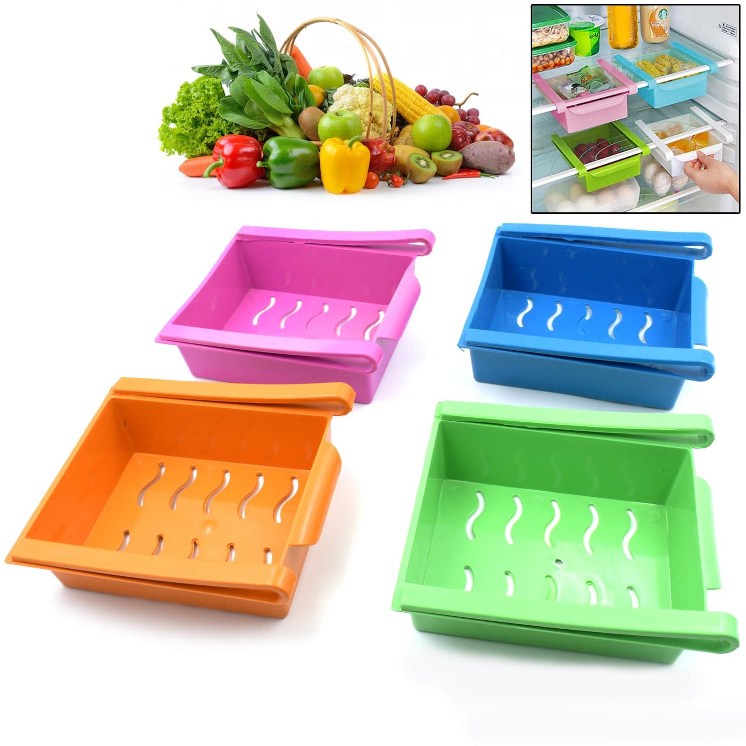 Adjustable Refrigerator Storage Organizer Drawers 4 Pc thumbnail 2